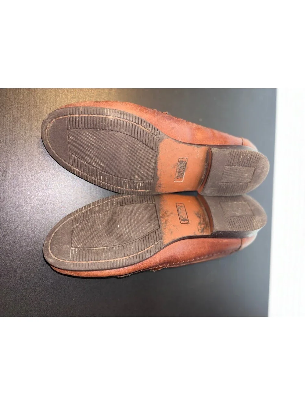 Vintage 90s Giorgio Brutini 13D Brown Woven Leather Kiltie Tassel Loafers 1286